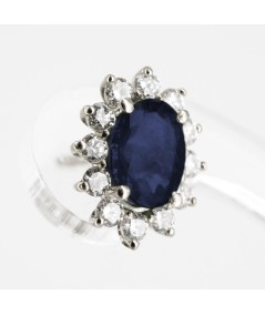 Pendientes de Oro Blanco 14kt con Diamantes y Zafiro