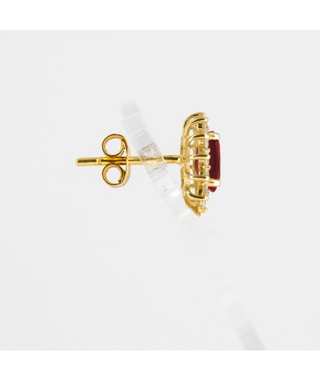 Pendientes de Oro 14kt con Diamantes y Rubí