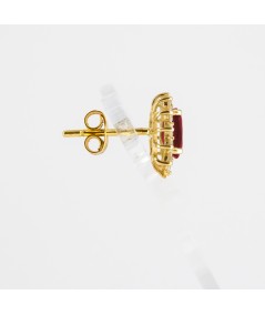 Pendientes de Oro 14kt con Diamantes y Rubí