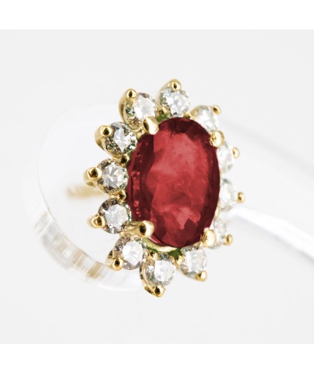 Pendientes de Oro 14kt con Diamantes y Rubí