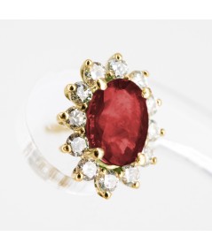 Pendientes de Oro 14kt con Diamantes y Rubí