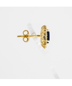 Pendientes de Oro 14kt con Diamantes y Zafiro