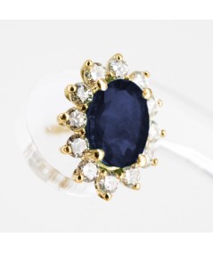 Pendientes de Oro 14kt con Diamantes y Zafiro