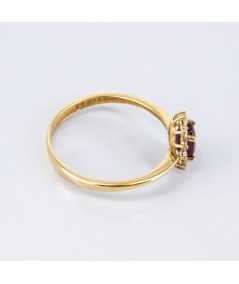 Anillo de Oro 14kt con Diamantes y Rubí