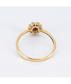Anillo de Oro 14kt con Diamantes y Rubí