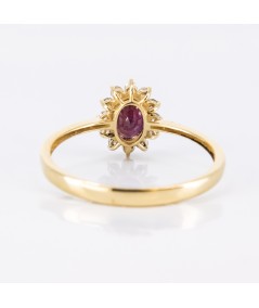 Anillo de Oro 14kt con Diamantes y Rubí