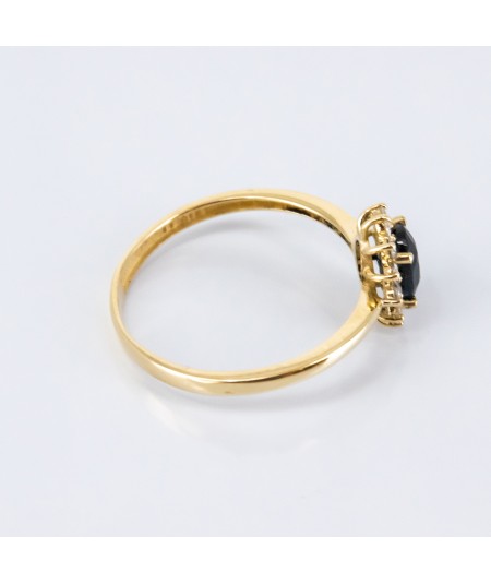 Anillo de Oro 14kt con Diamantes y Zafiro