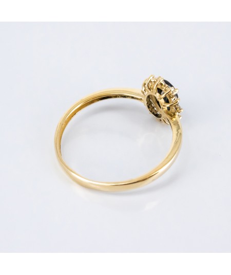 Anillo de Oro 14kt con Diamantes y Zafiro