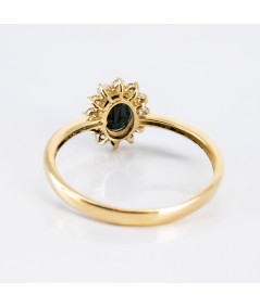 Anillo de Oro 14kt con Diamantes y Zafiro