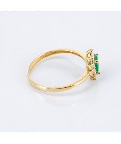 Anillo de Oro 14kt con Diamantes y Esmeralda