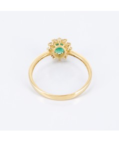 Anillo de Oro 14kt con Diamantes y Esmeralda