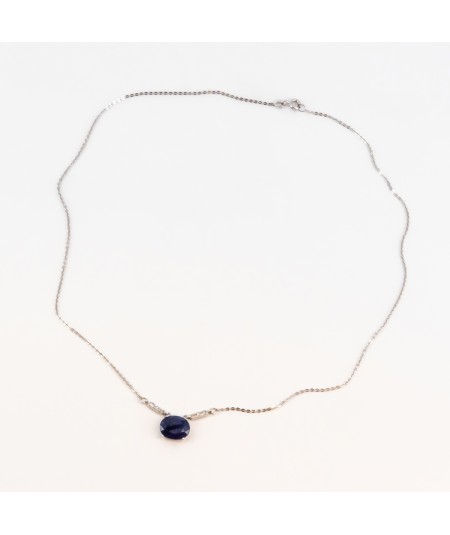 Colgante de Oro Blanco 18kt con Diamantes y Zafiro