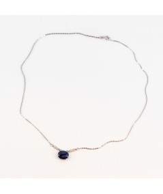 Colgante de Oro Blanco 18kt con Diamantes y Zafiro