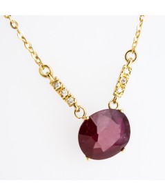 Colgante de Oro 18kt con Diamantes y Rubí