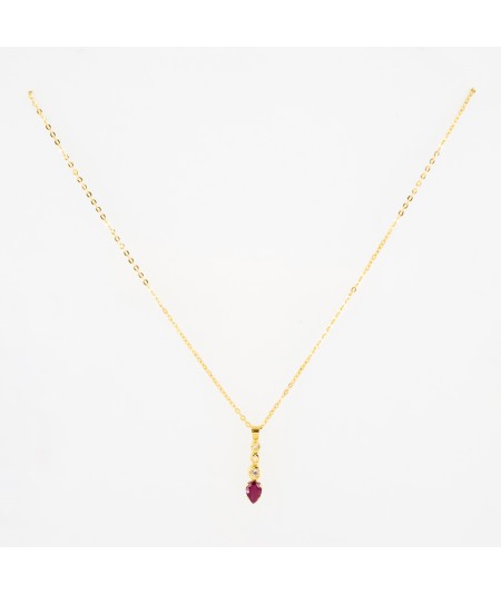 Colgante de Oro 18kt con Diamantes y Rubí en forma de lágrima