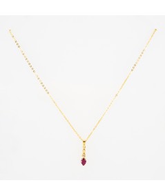 Colgante de Oro 18kt con Diamantes y Rubí en forma de lágrima