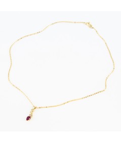 Colgante de Oro 18kt con Diamantes y Rubí en forma de lágrima