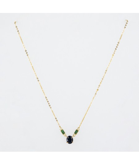 Colgante de Oro 18kt con Zafiro y Esmeraldas