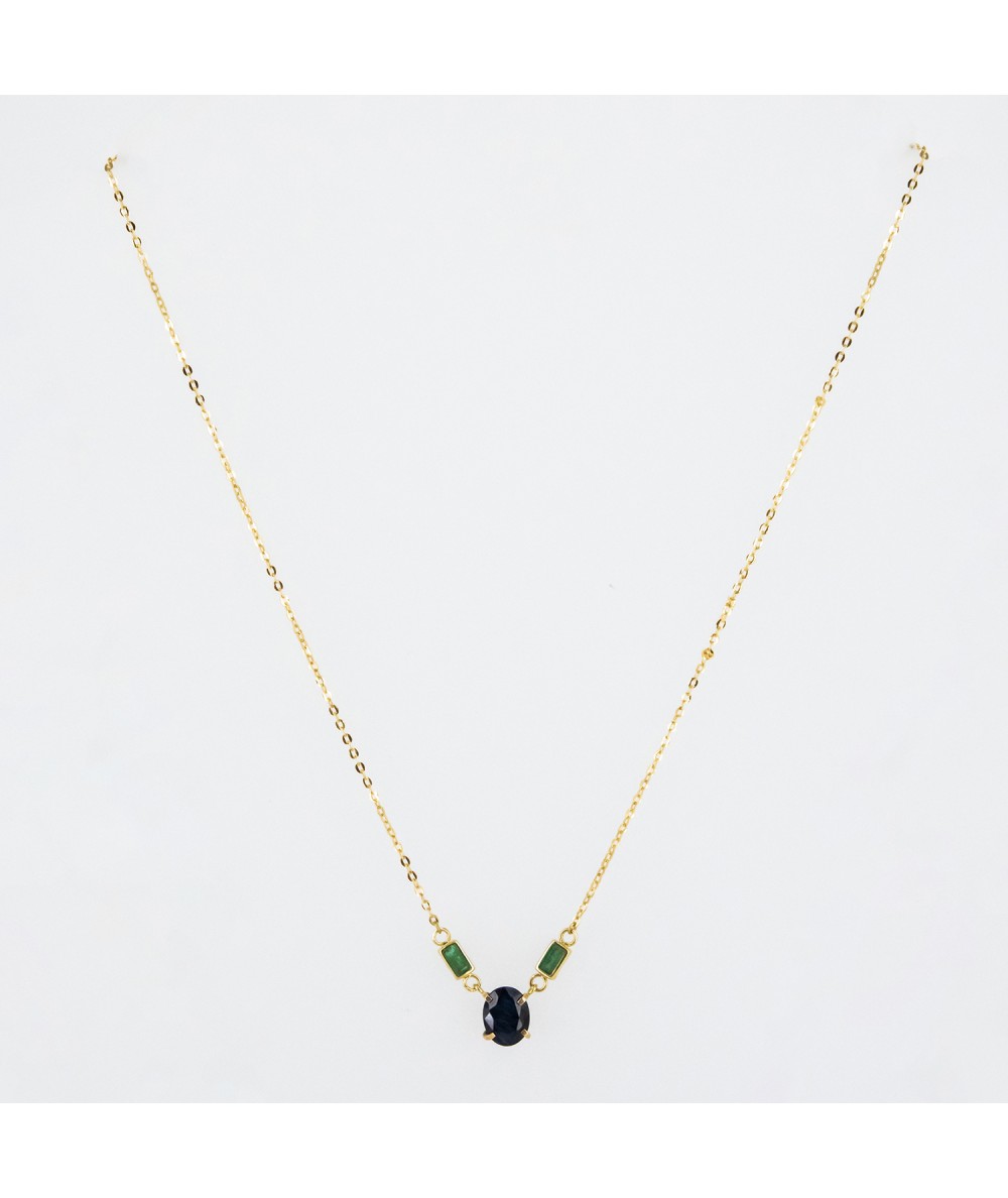 Colgante de Oro 18kt con Zafiro y Esmeraldas