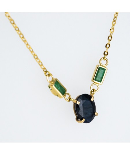 Colgante de Oro 18kt con Zafiro y Esmeraldas