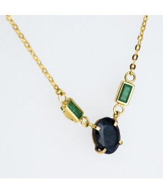 Colgante de Oro 18kt con Zafiro y Esmeraldas