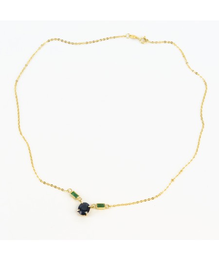 Colgante de Oro 18kt con Zafiro y Esmeraldas