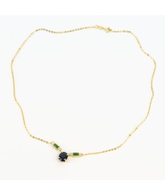 Colgante de Oro 18kt con Zafiro y Esmeraldas