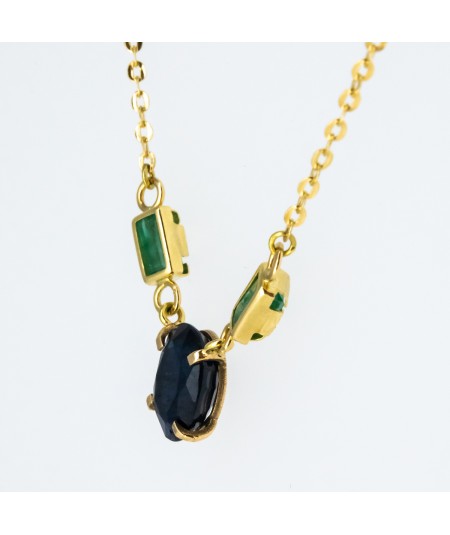 Colgante de Oro 18kt con Zafiro y Esmeraldas