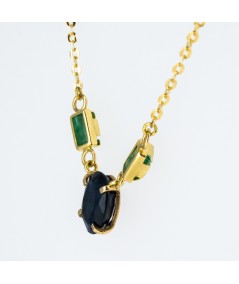 Colgante de Oro 18kt con Zafiro y Esmeraldas