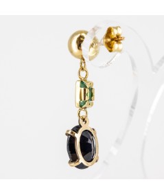 Pendientes de Oro 18kt con Zafiro y Esmeralda