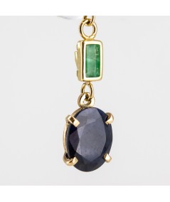 Pendientes de Oro 18kt con Zafiro y Esmeralda