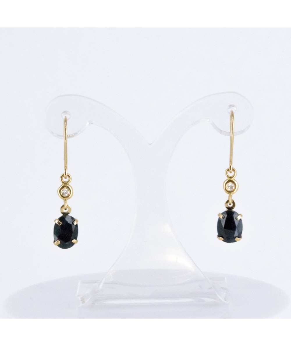 Pendientes de Oro 18kt con Diamantes y Zafiro
