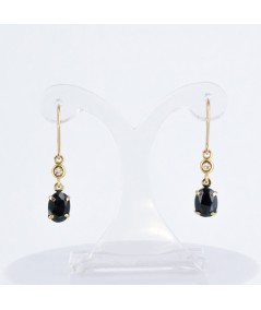 Pendientes de Oro 18kt con Diamantes y Zafiro