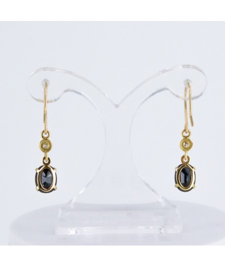 Pendientes de Oro 18kt con Diamantes y Zafiro
