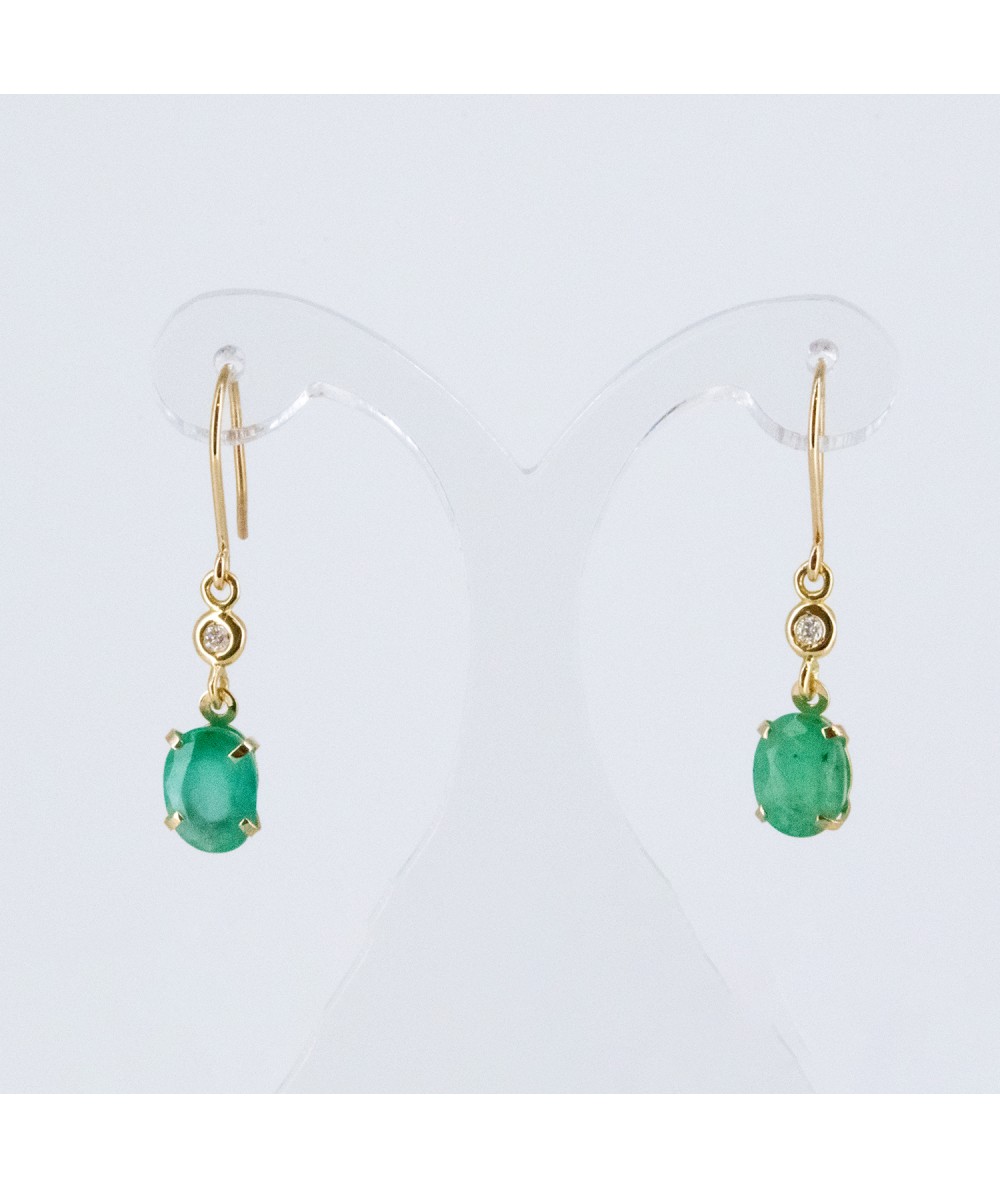 Pendientes de Oro 18kt con Diamantes y Esmeralda