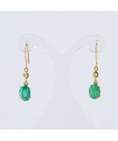 Pendientes de Oro 18kt con Diamantes y Esmeralda
