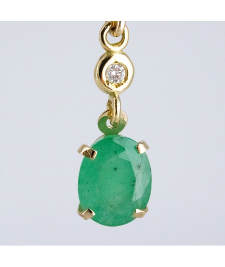 Pendientes de Oro 18kt con Diamantes y Esmeralda