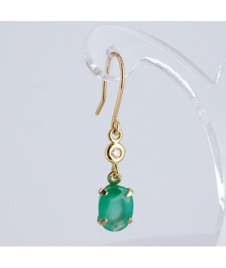 Pendientes de Oro 18kt con Diamantes y Esmeralda