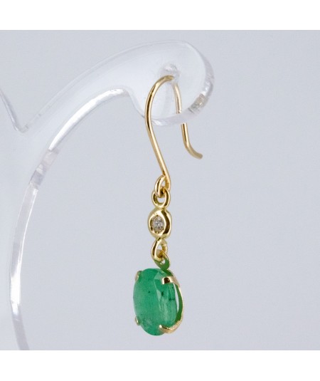Pendientes de Oro 18kt con Diamantes y Esmeralda