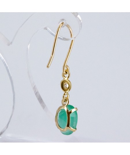 Pendientes de Oro 18kt con Diamantes y Esmeralda