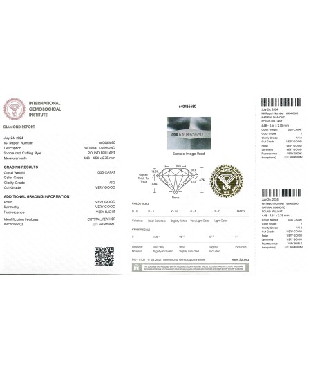 Diamante certificado de 0.35 ct.- Talla brillante