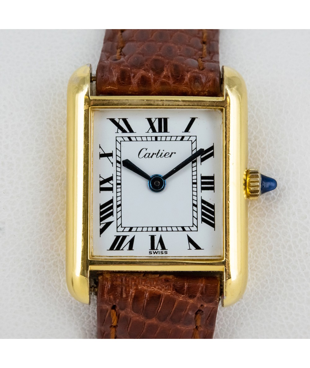 Reloj Cartier Tank vintage chapado en oro 18 kt.