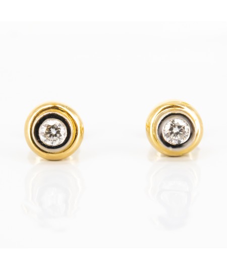 Pendientes de oro bicolor 18 kt. con diamantes talla brillante