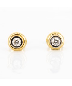 Pendientes de oro bicolor 18 kt. con diamantes talla brillante