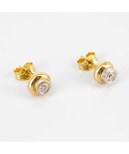 Pendientes de oro bicolor 18 kt. con diamantes talla brillante
