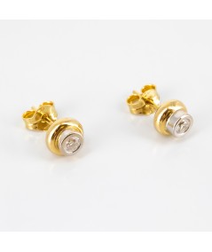 Pendientes de oro bicolor 18 kt. con diamantes talla brillante