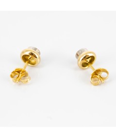 Pendientes de oro bicolor 18 kt. con diamantes talla brillante