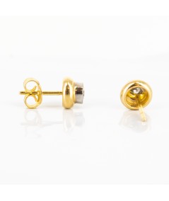 Pendientes de oro bicolor 18 kt. con diamantes talla brillante