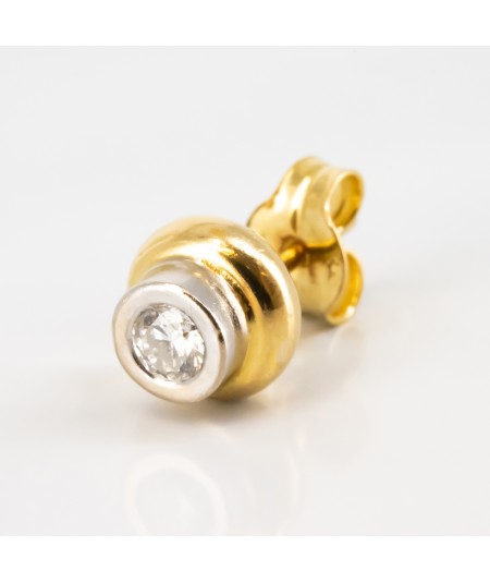 Pendientes de oro bicolor 18 kt. con diamantes talla brillante