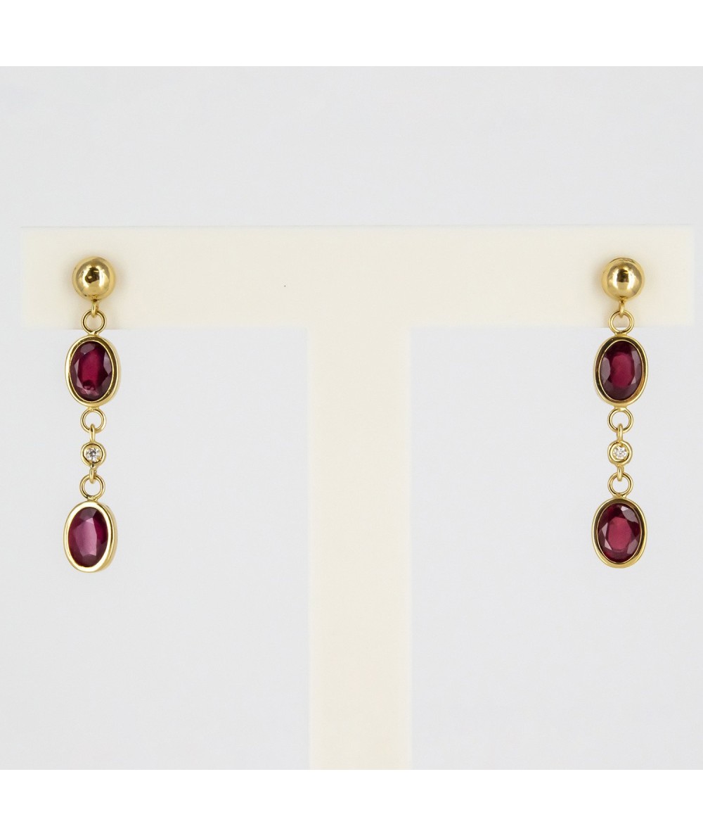 Pendientes de Oro 18kt con Diamantes y Rubí